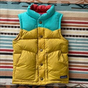 Patagonia Kids' Turquoise and Yellow Puffer Vest